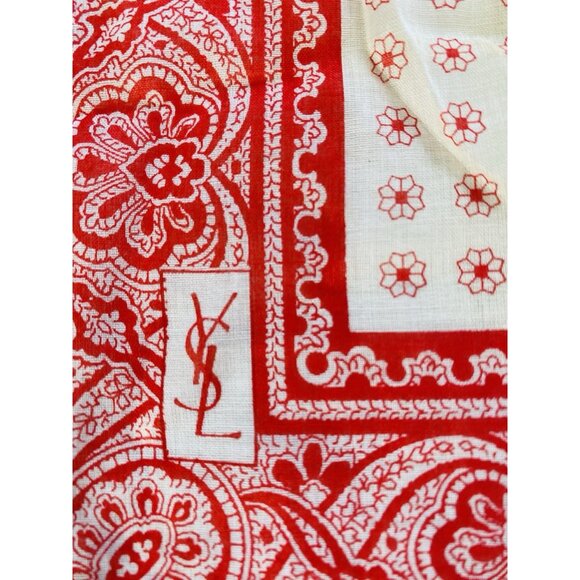 Vintage Yves Saint Laurent 18" Handkerchief Scarf YSL Floral Neckerchief Bandana - Picture 3 of 13